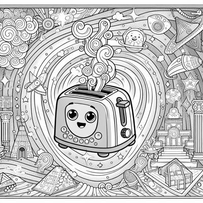A Whimsical Cartoonstyle Cover Of A Timetraveling... Coloring Page