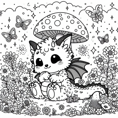 Imagine A Tiny Dragon With Soft Fluffy Fur And... Coloring Page