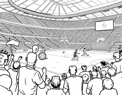 A Professional Soccer Game With Players In Action Coloring Page