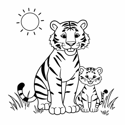 Create A Simple And Joyful Safari Scene Featuring... Coloring Page