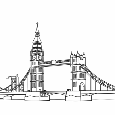 London UK Big Ben Tower Bridge And The Coloring Page
