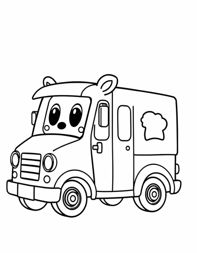 Delivery Truck With Cute Animals Delivering Gift... Coloring Page