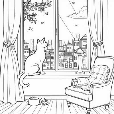 A Cat Coloring Page