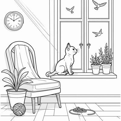 A Cute Cat Coloring Page