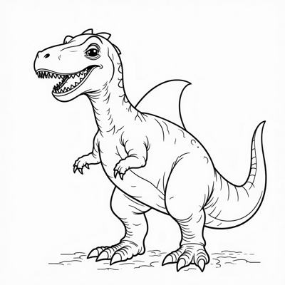 Dinosaur With Shark Coloring Page