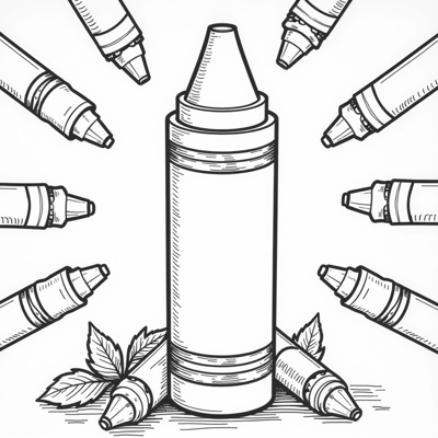 Crayon Surrounded By Crayons Coloring Page