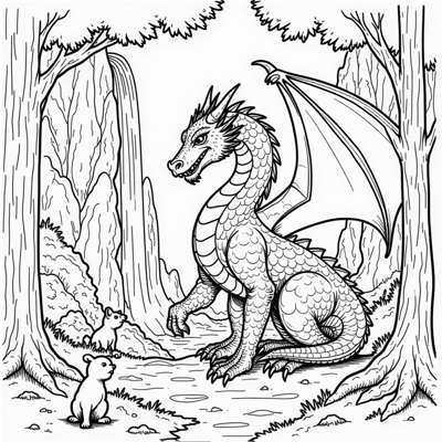 Dragon Posture And Details Of A Fierce Dragon Coloring Page