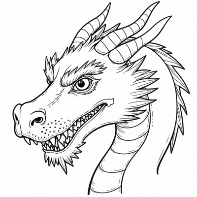 A Dragon Image With A Bright Face And Detailed... Coloring Page