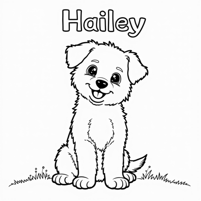 The Words "Hailey" On The Top Of Page, Bluey Coloring Page