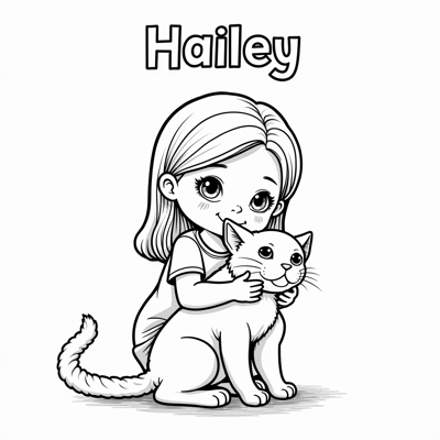 The Words Hailey On The Top Of Page A Girl With... Coloring Page