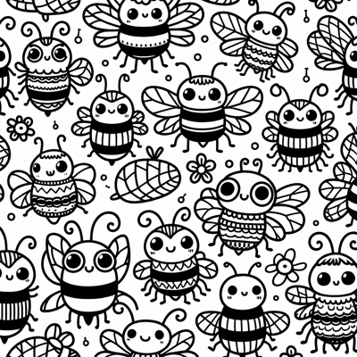 Bumblebee Doodles Coloring Page