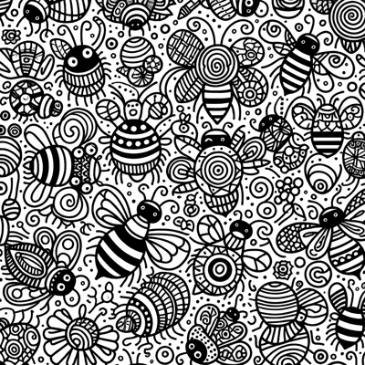 Bumblebee Doodles Coloring Page