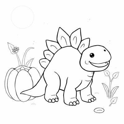 Baby Stegosaurus Eating A Leaf Description A Small... Coloring Page