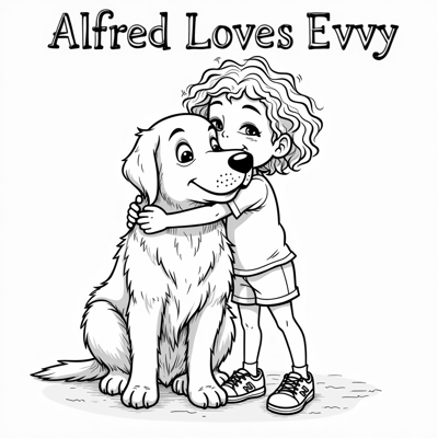 The Words Alfred Loves Evvy On The Top Of Page A... Coloring Page