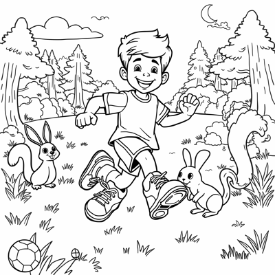 A Soccer Player In A Kids Coloring Book Style Very... Coloring Page