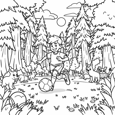 A Soccer Player In A Kids Coloring Book Style Very... Coloring Page