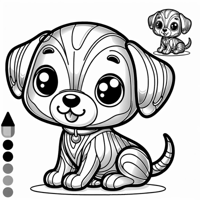 A Cute Dog Made Out Of Metal Coloring Page