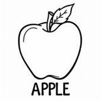 The Words "APPLE" On The Bottom Of Page, Apple Coloring Page