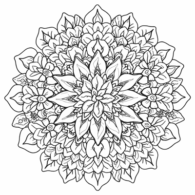 A Dreamy Floral Mandala Composed Of Various... Coloring Page