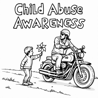 The Words Child Abuse Awareness On The Top Of Page... Coloring Page