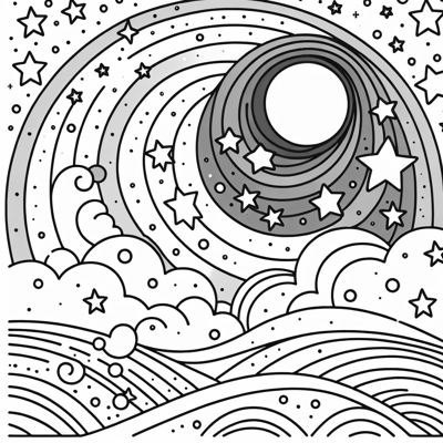 Sky With Stars Coloring Page