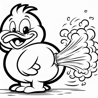 Big Duck Farting Coloring Page