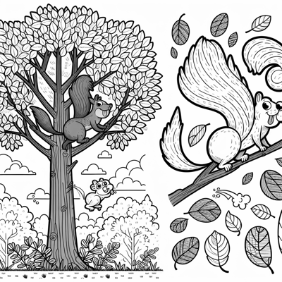 Farting Squirrel On A Tree Coloring Page