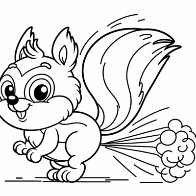 Happy Squirrel Farting Coloring Page