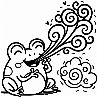 Happy Frog Farting Coloring Page