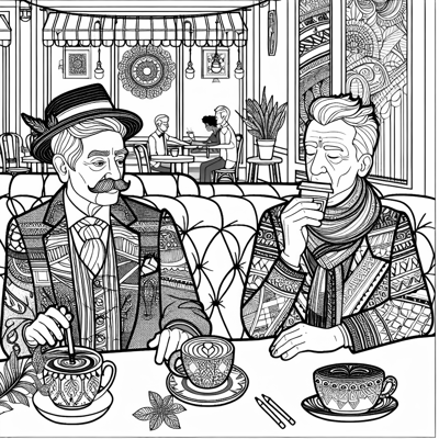 Two Old Dudes That Look Very Fashionable Hanging... Coloring Page