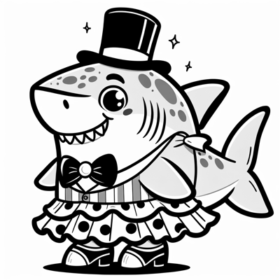 A Shark In Drag Clothing Coloring Page