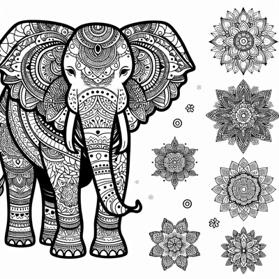 Elephant Mandala Coloring Page