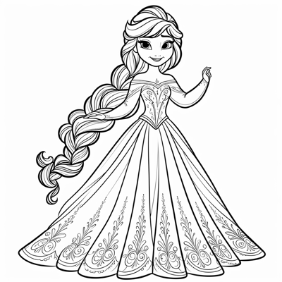 Elsa From Frozen Disney Cartoon Coloring Page