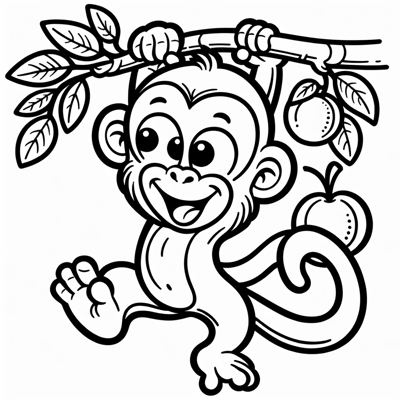 Happy Monkey Coloring Page