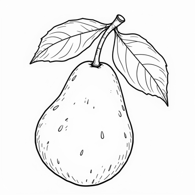 The Ilama Fruit Complete With Its Stalk And Leaves Coloring Page