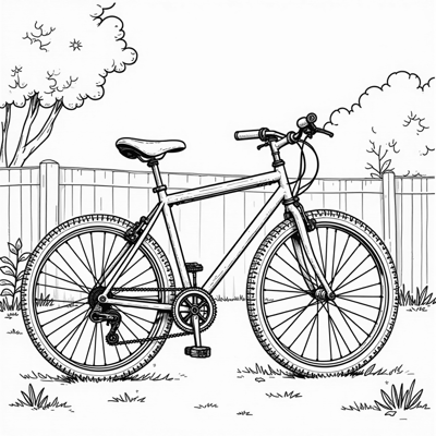 Bicycle Picture In The Yard Coloring Page