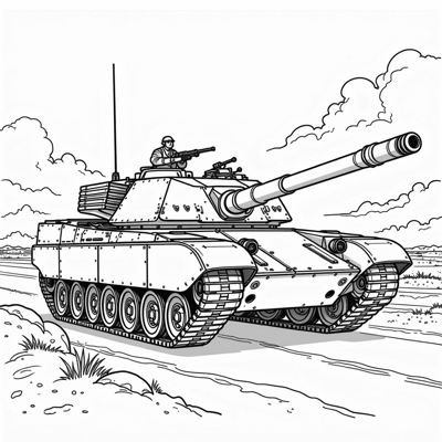Image Of A Combat Tank At A Military Base Coloring Page