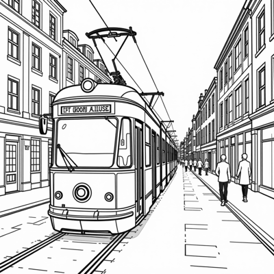 Tram Pictures On The Streets Of London Coloring Page