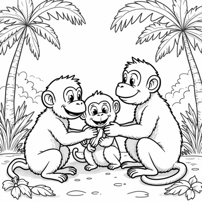 Create A Picture Of Several Monkeys Eating Bananas... Coloring Page