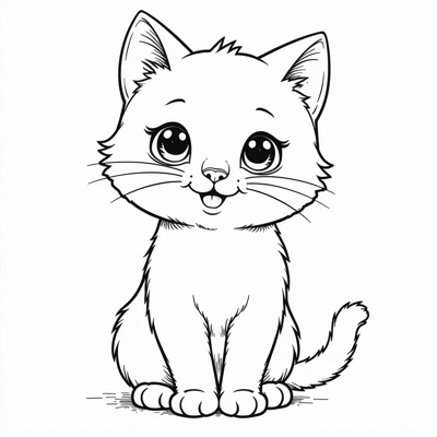 Cute Cat Coloring Page