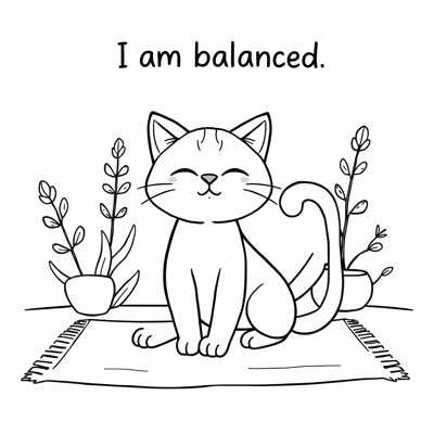 A Kawaii Cartoonstyle Cat In A Downward Dog Yoga... Coloring Page