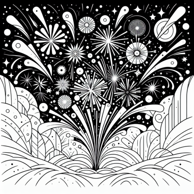 Capture The Excitement Of Fireworks With Abstract... Coloring Page