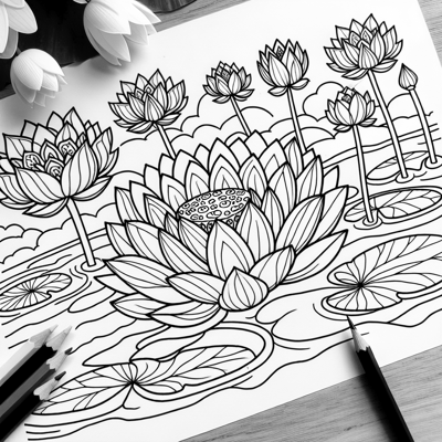 Generate A Pattern Featuring Intricate Lotus... Coloring Page