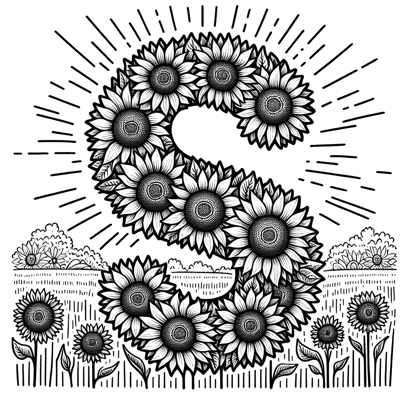 Generate A Vibrant Image Of Sunflowers For The... Coloring Page