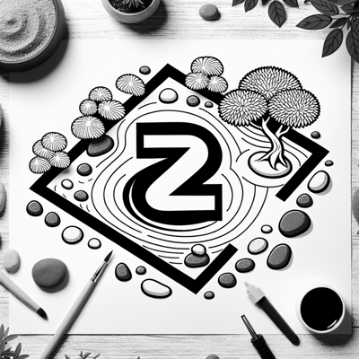 Create A Serene Zen Garden Featuring The Letter Z... Coloring Page