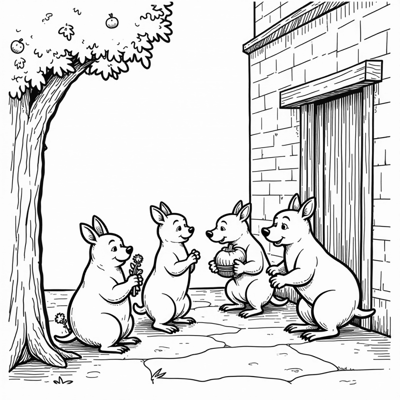 Cute Animals Doing Crimes Coloring Page