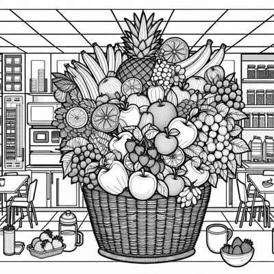 Fruit Basket In An Office Kitchen As A Super... Coloring Page