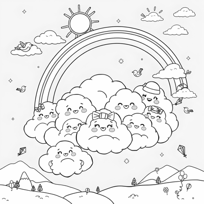 A Cute And Whimsical Illustration Of A Fluffy... Coloring Page