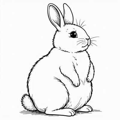 Fat Rabbit Seen From The Right Side Coloring Page