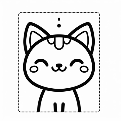 CUTE CAT SMILING Coloring Page